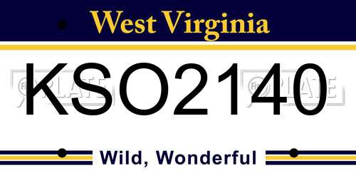 KSO2140 West Virginia License Plate