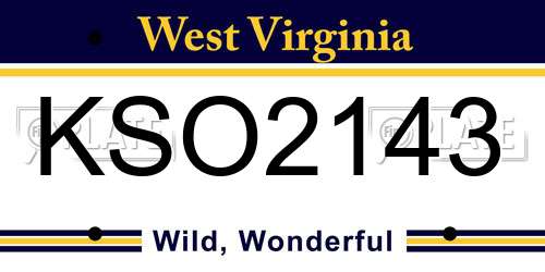 KSO2143 West Virginia License Plate