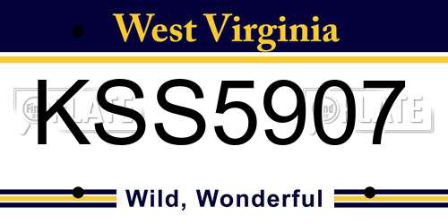 KSS5907 West Virginia License Plate