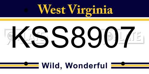 KSS8907 West Virginia License Plate