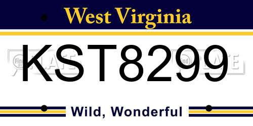 KST8299 West Virginia License Plate