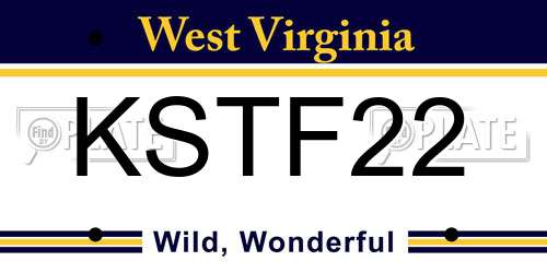 KSTF22 West Virginia License Plate