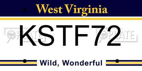 KSTF72 West Virginia License Plate