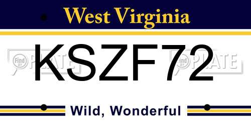 KSZF72 West Virginia License Plate
