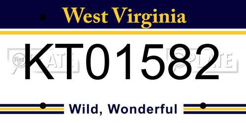 KT01582 West Virginia License Plate
