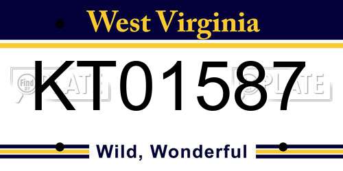 KT01587 West Virginia License Plate