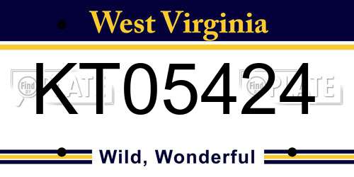 KT05424 West Virginia License Plate