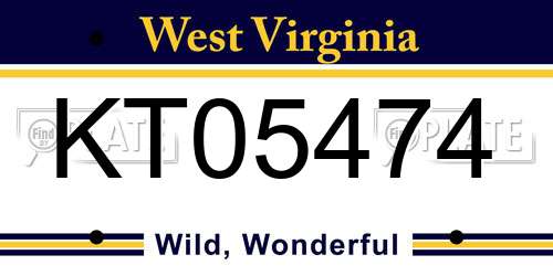 KT05474 West Virginia License Plate