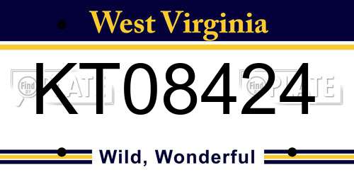 KT08424 West Virginia License Plate