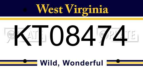 KT08474 West Virginia License Plate