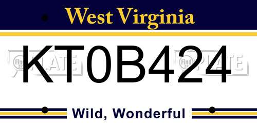 KT0B424 West Virginia License Plate