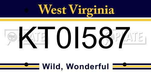 KT0I587 West Virginia License Plate