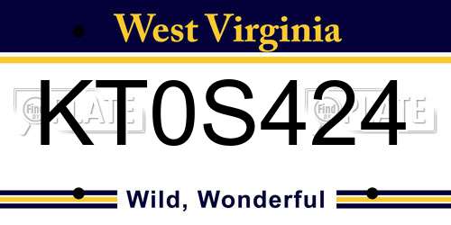 KT0S424 West Virginia License Plate