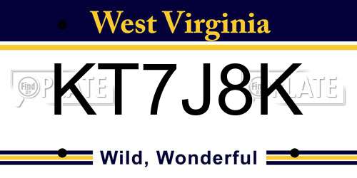 KT7J8K West Virginia License Plate