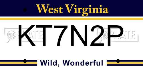 KT7N2P West Virginia License Plate