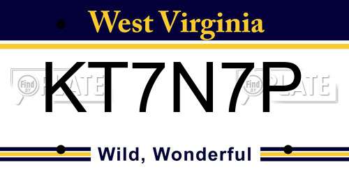 KT7N7P West Virginia License Plate