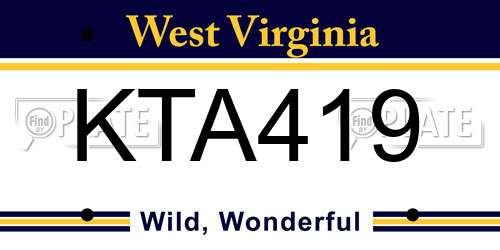 KTA419 West Virginia License Plate