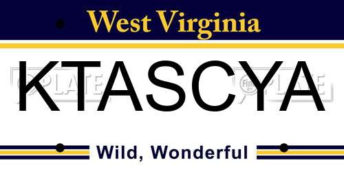 KTASCYA West Virginia License Plate
