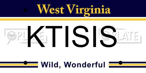 KTISIS West Virginia License Plate