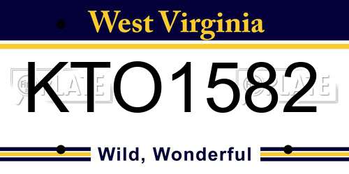 KTO1582 West Virginia License Plate