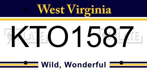 KTO1587 West Virginia License Plate