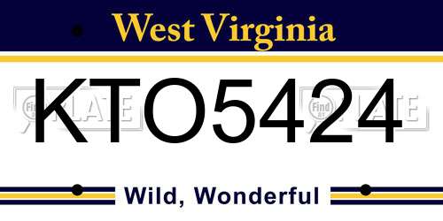 KTO5424 West Virginia License Plate