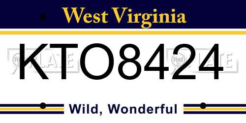 KTO8424 West Virginia License Plate