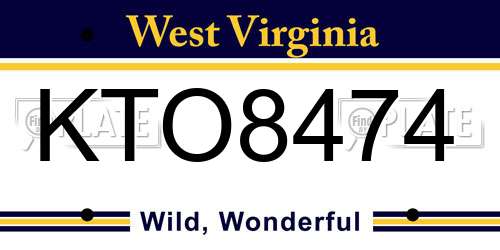 KTO8474 West Virginia License Plate