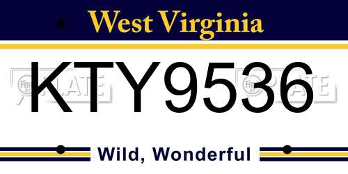 KTY9536 West Virginia License Plate