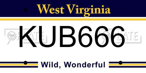 KUB666 West Virginia License Plate