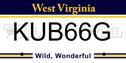 KUB66G West Virginia License Plate