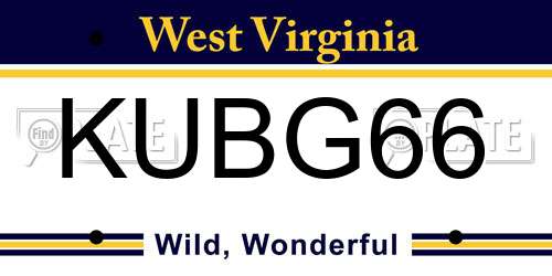 KUBG66 West Virginia License Plate