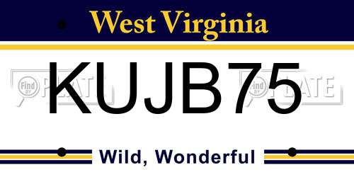 KUJB75 West Virginia License Plate