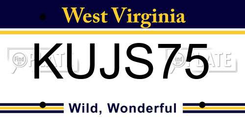 KUJS75 West Virginia License Plate