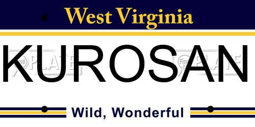 KUROSAN West Virginia License Plate