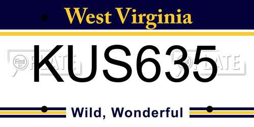 KUS635 West Virginia License Plate