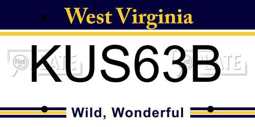 KUS63B West Virginia License Plate