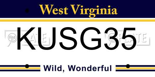 KUSG35 West Virginia License Plate