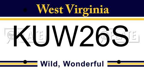 KUW26S West Virginia License Plate
