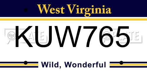 KUW765 West Virginia License Plate