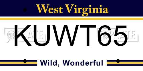 KUWT65 West Virginia License Plate