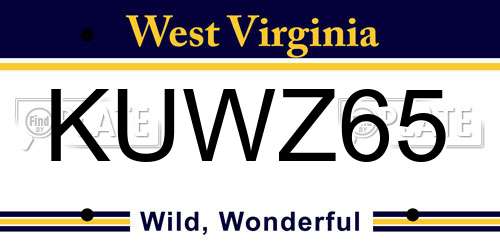 KUWZ65 West Virginia License Plate