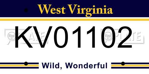 KV01102 West Virginia License Plate