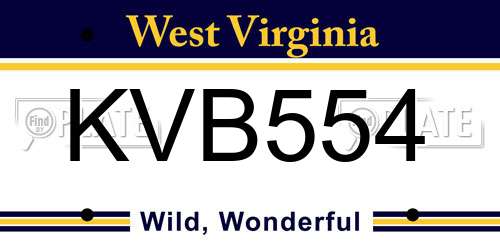 KVB554 West Virginia License Plate