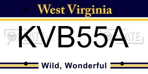KVB55A West Virginia License Plate