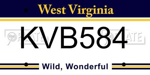 KVB584 West Virginia License Plate