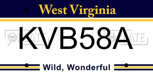 KVB58A West Virginia License Plate