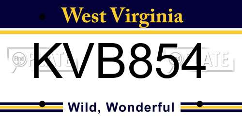 KVB854 West Virginia License Plate