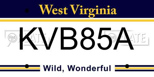 KVB85A West Virginia License Plate