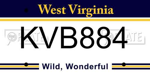 KVB884 West Virginia License Plate